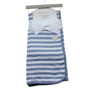Bonbini NY Baby Blanket Blue White Striped Cotton Bamboo Infant Boys NWT RARE